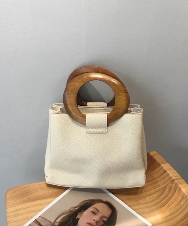 ウッドハンドル 2wayショルダーバッグ