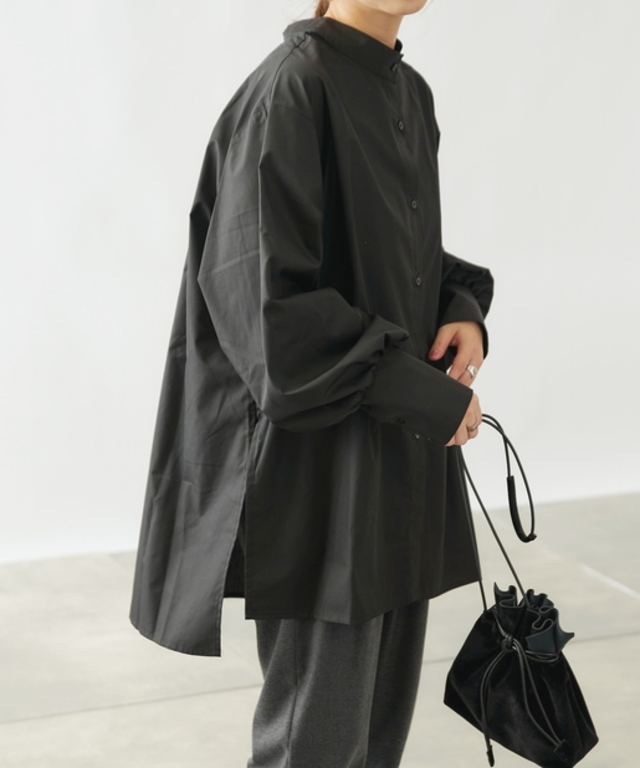 (WEB限定)バンドカラー前後2WAYチュニックシャツ