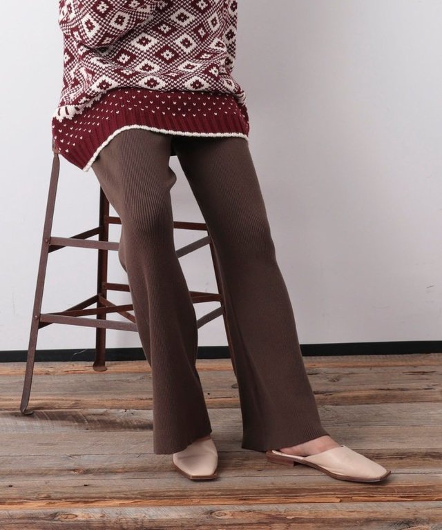 リブフレアニットパンツ(WEB限定)