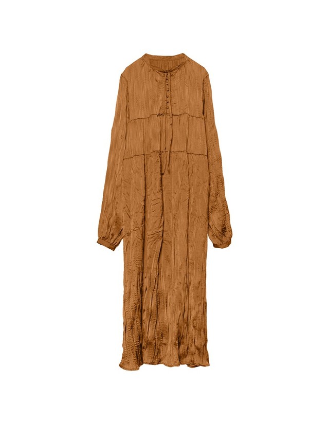 ヴィンテージサテン ボリュームスリーブワッシャーワンピース