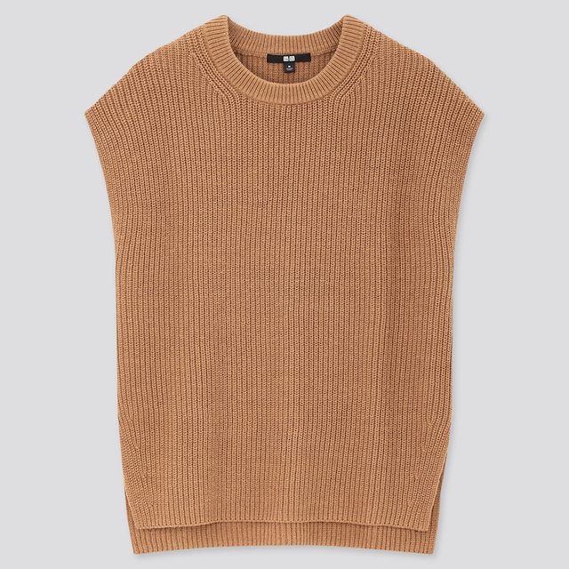 コットンブレンドサイドスリットベスト