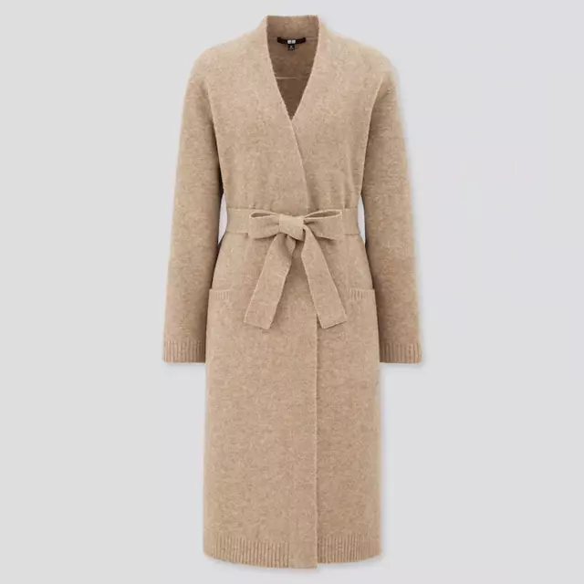 スフレヤーンベルテッドロングニットコート