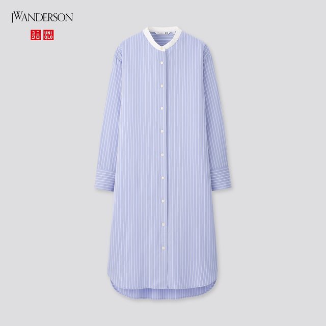 レーヨンスタンドカラーシャツワンピース（長袖）