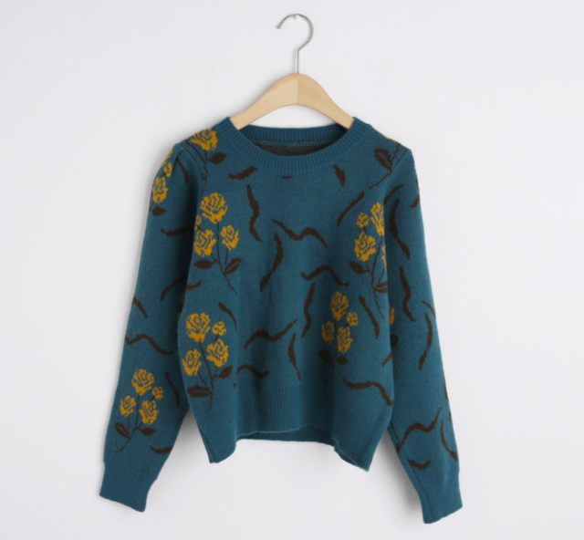 フラワーパターンニット