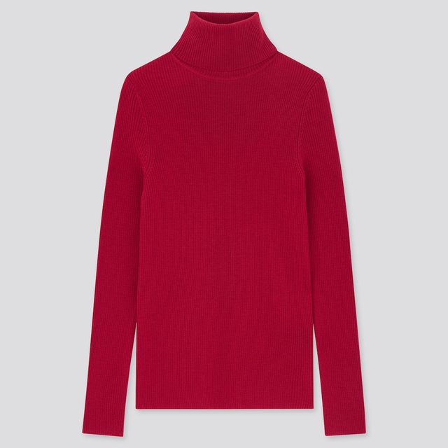 エクストラファインメリノリブタートルネックセーター