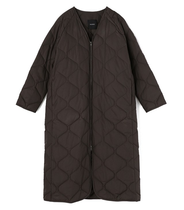 キルティングノーカラーコート