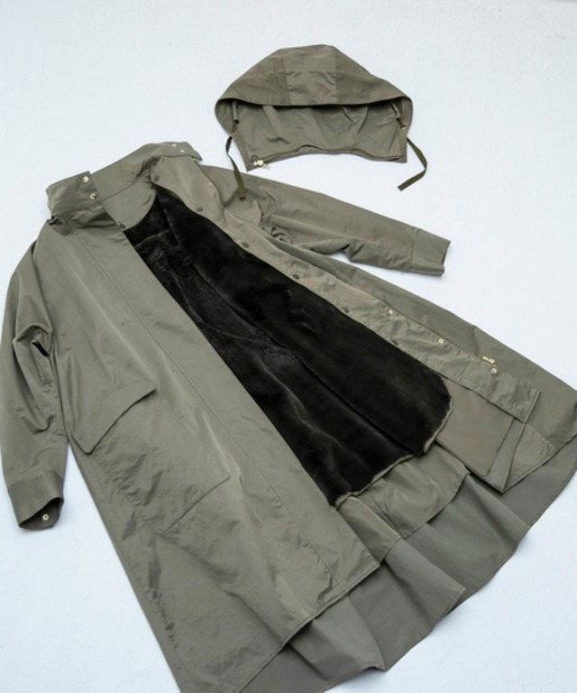 2wayエコファーライナー付ビッグシルエットオーバーサイズマウンテンコート撥水加工