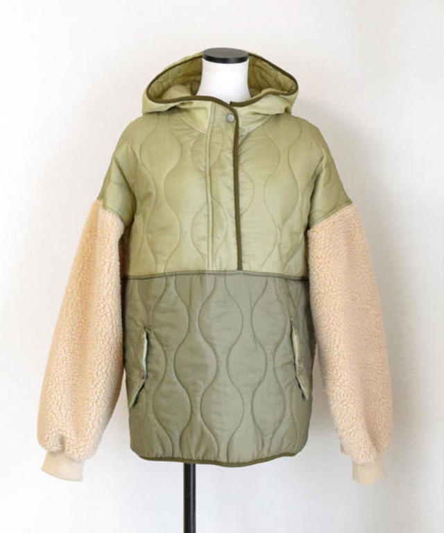 【RESTOCK】キルト×ボアZIPナイロンアウター