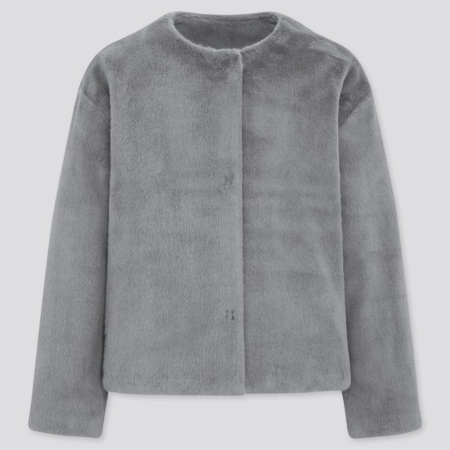 スムースヤーンフリースノーカラージャケット